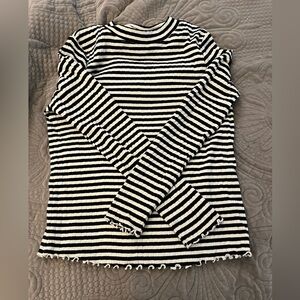 Cat & Jack Black and White Striped Long Sleeve Tee